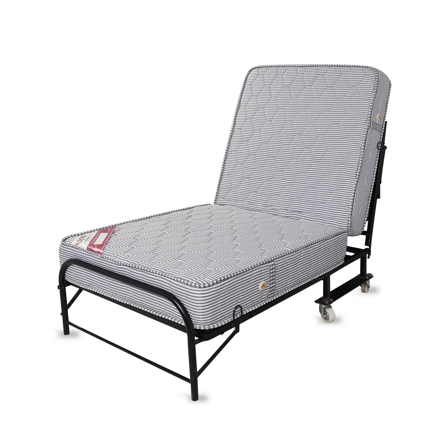 Kozynap Foldable Spring Mattress Bed in Adjustable Recliner Position with Strong Metal Frame Support