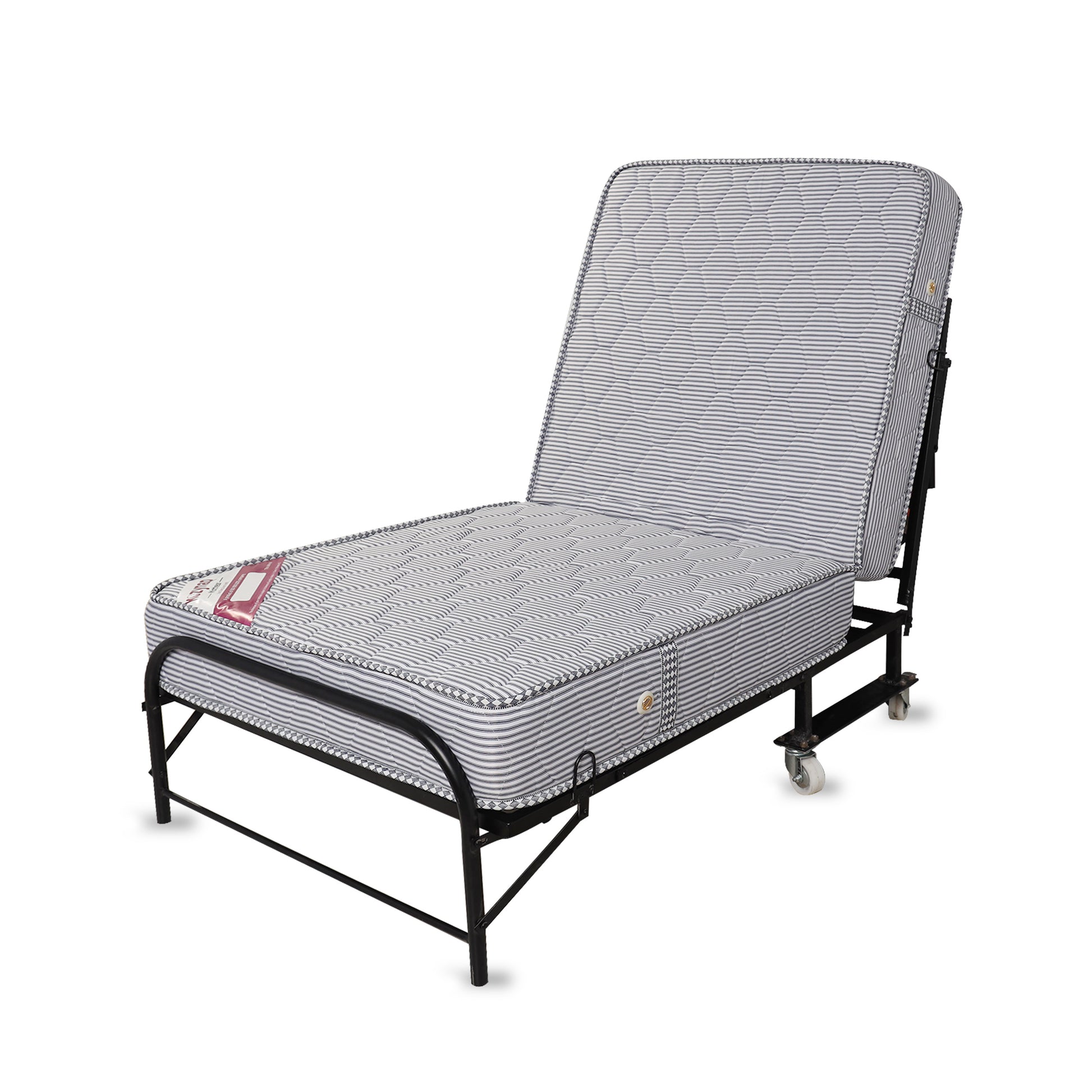 Kozynap Foldable Spring Mattress Bed in Adjustable Recliner Position with Strong Metal Frame Support