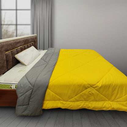 Kozynap mattress protector yellow grey dual colour AC comforter front view