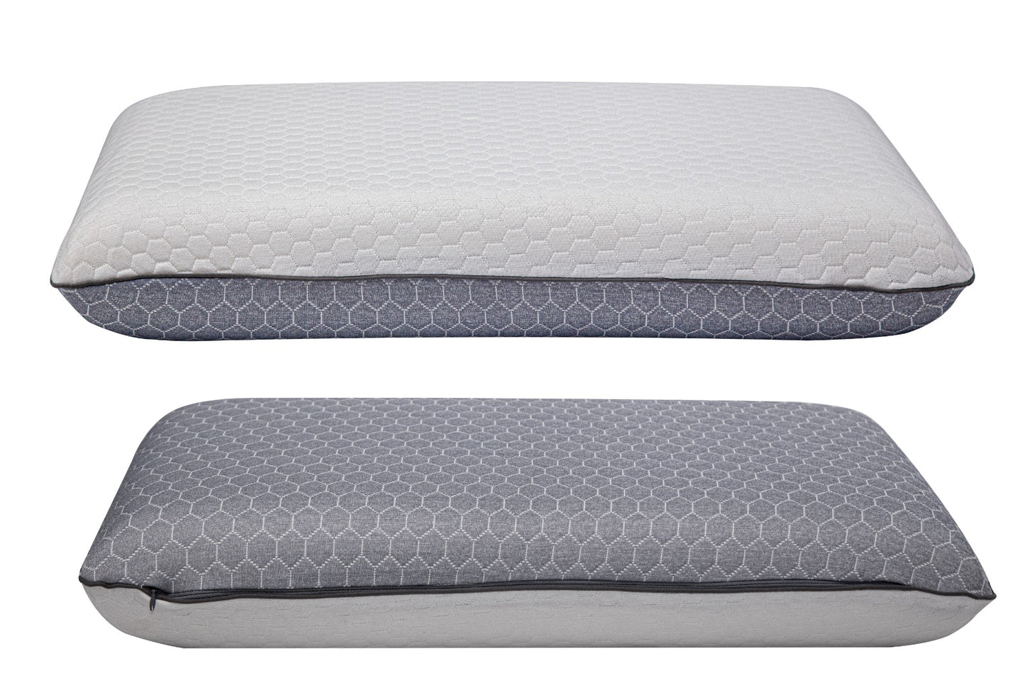 Kozynap Memory Foam Pillow Top and Bottom View Highlighting Breathable Fabric and Durable Design