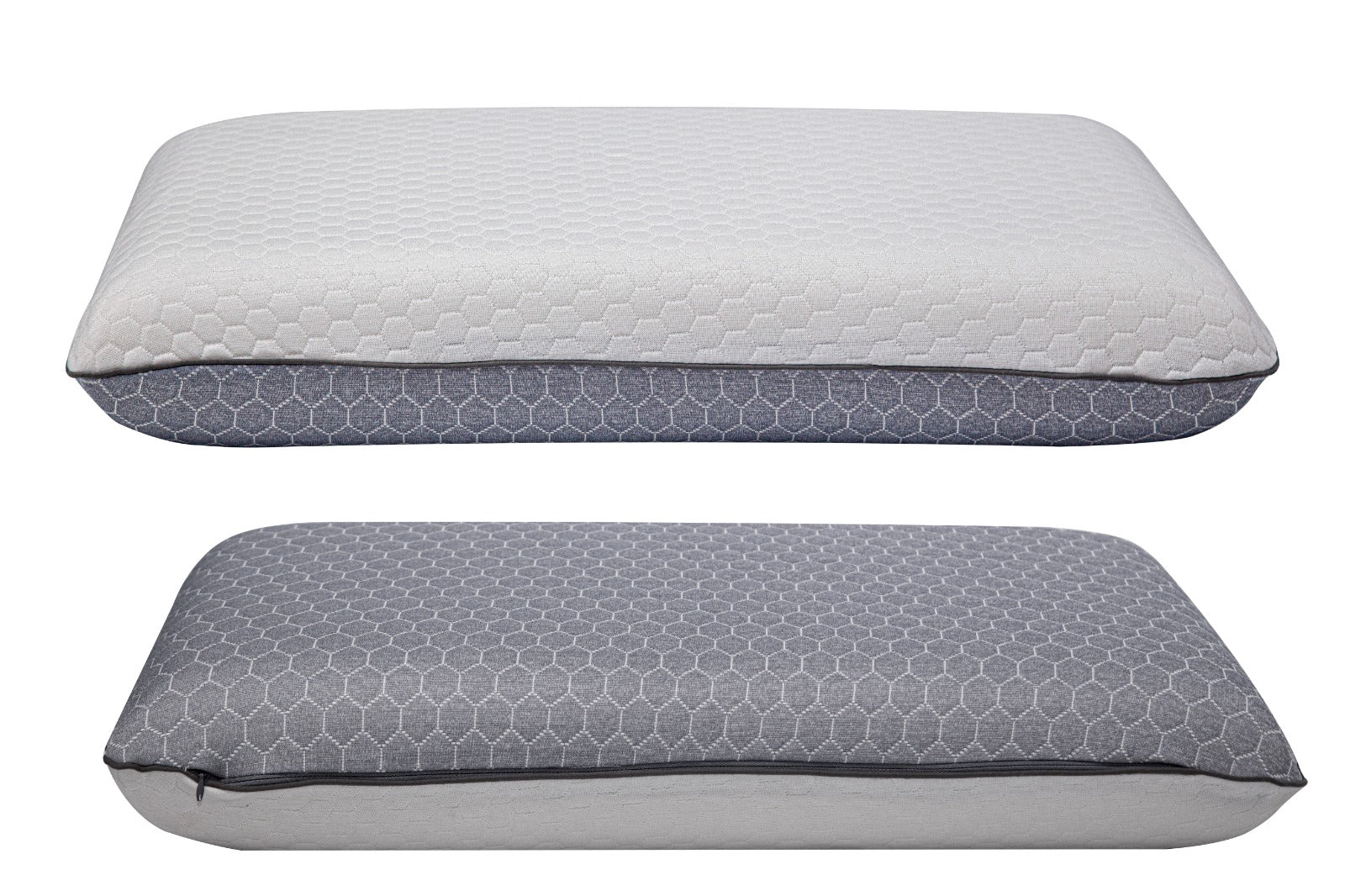 Kozynap Memory Foam Pillow Top and Bottom View Highlighting Breathable Fabric and Durable Design