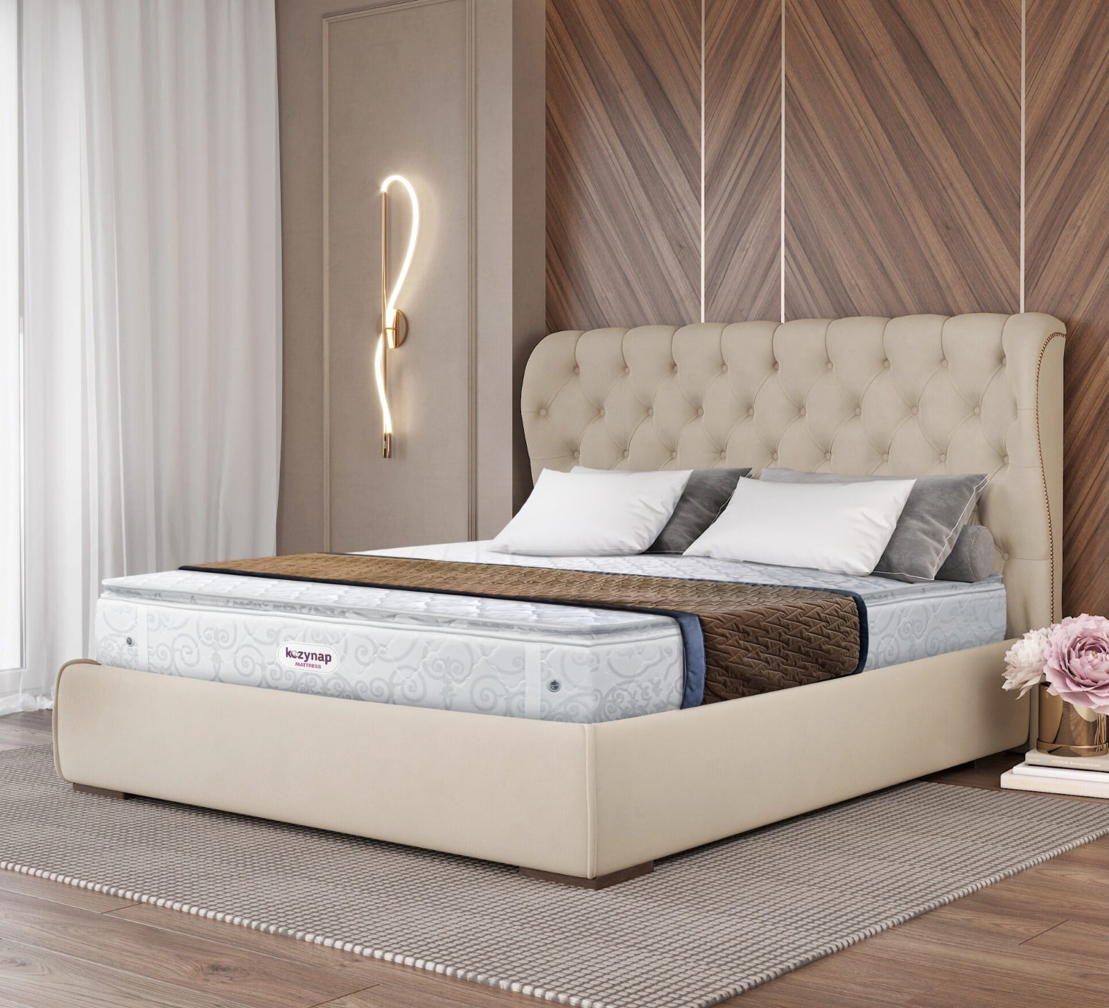 Kozynap Pillow Top Luxury Spring Mattress in Elegant Bedroom Setup Designed for Hotel Like Comfort and Relaxation