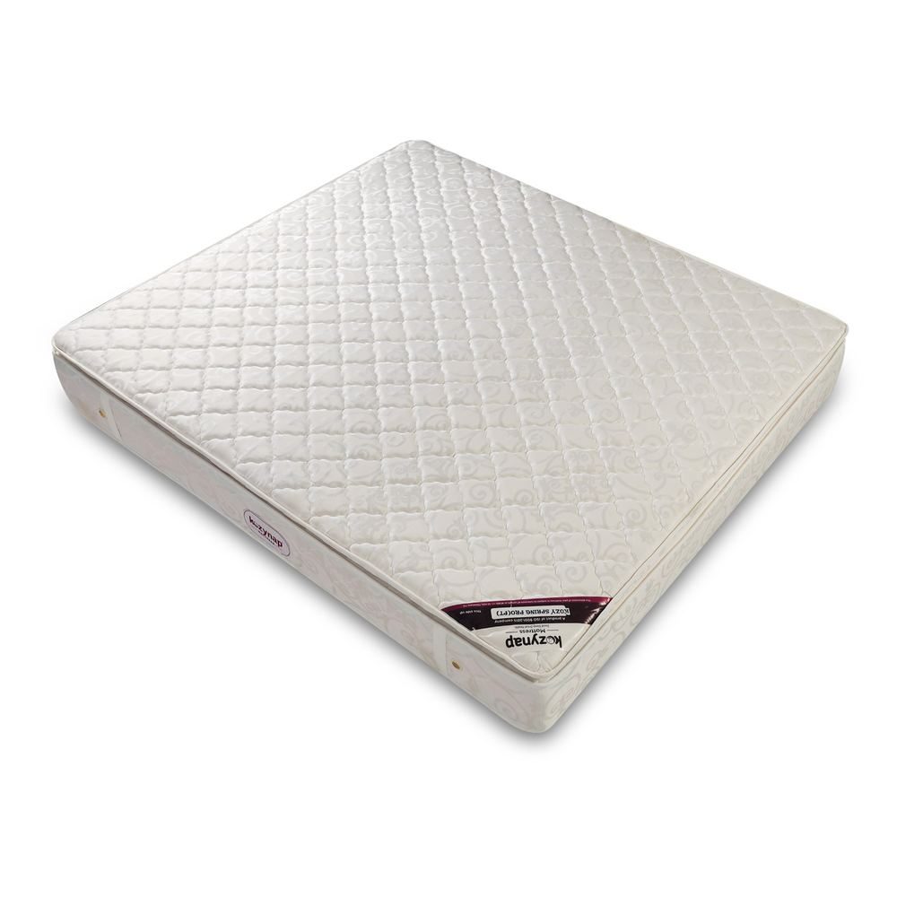 Euro Top Pocket Spring Mattress corner view showing product label