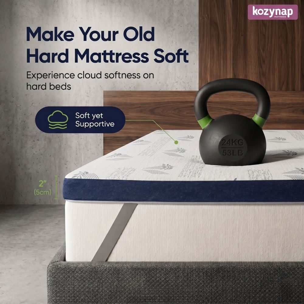 Topper softening an old hard mattress — soft yet supportive 2 inch layer