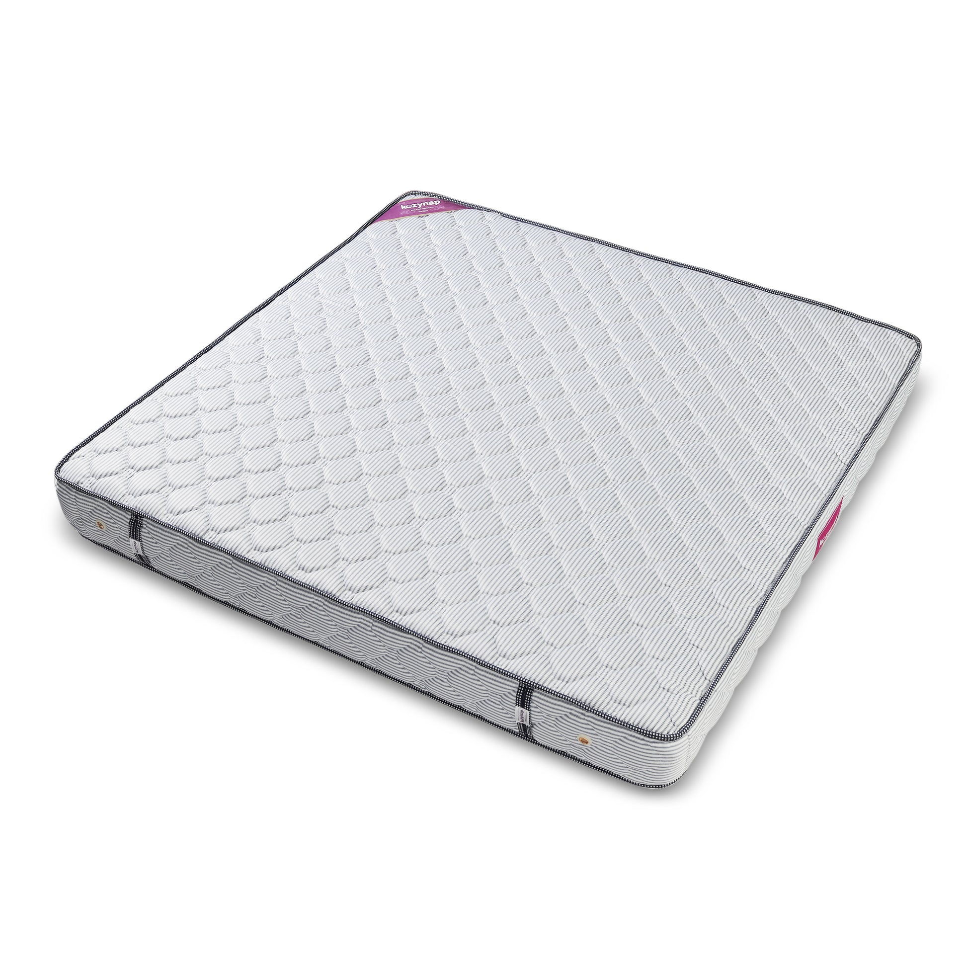 Kozynap Spring Plus Hybrid Mattress Front View with Brand Tag and Premium Stitching Finish